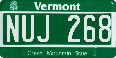VT license plate NUJ268