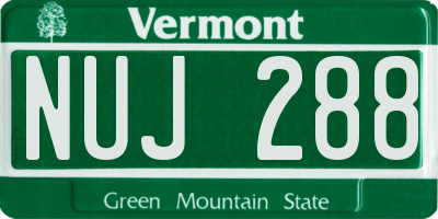 VT license plate NUJ288