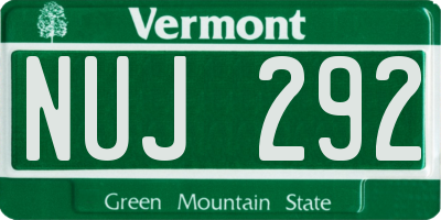 VT license plate NUJ292