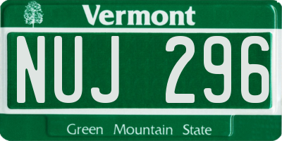 VT license plate NUJ296