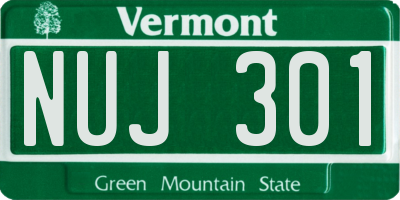 VT license plate NUJ301