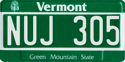 VT license plate NUJ305