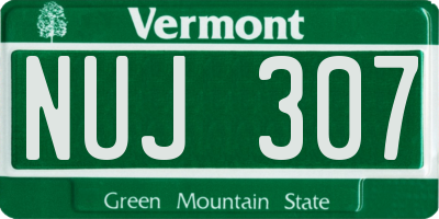 VT license plate NUJ307