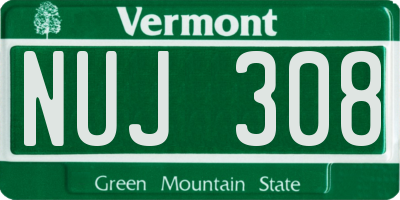 VT license plate NUJ308