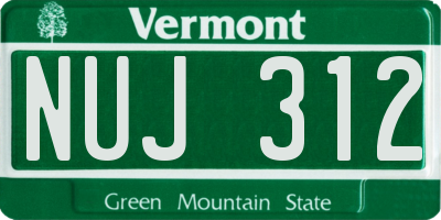 VT license plate NUJ312
