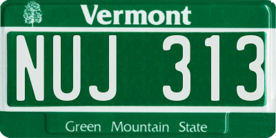 VT license plate NUJ313