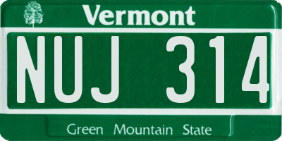 VT license plate NUJ314