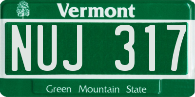 VT license plate NUJ317