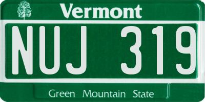 VT license plate NUJ319