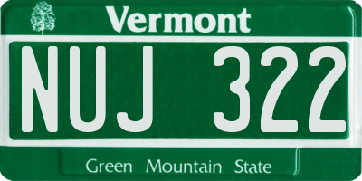 VT license plate NUJ322