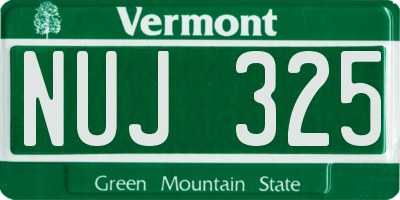 VT license plate NUJ325