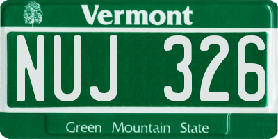 VT license plate NUJ326