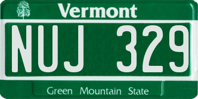 VT license plate NUJ329