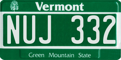 VT license plate NUJ332