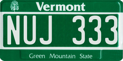 VT license plate NUJ333