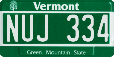 VT license plate NUJ334