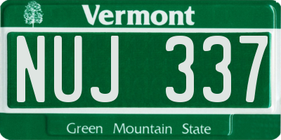 VT license plate NUJ337