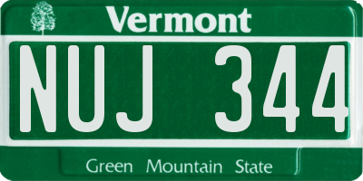 VT license plate NUJ344