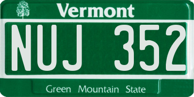 VT license plate NUJ352