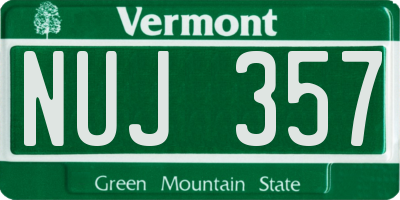 VT license plate NUJ357