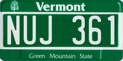 VT license plate NUJ361