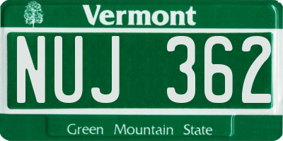 VT license plate NUJ362