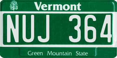 VT license plate NUJ364