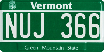 VT license plate NUJ366