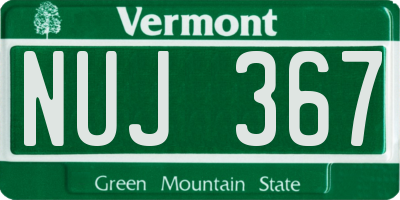 VT license plate NUJ367