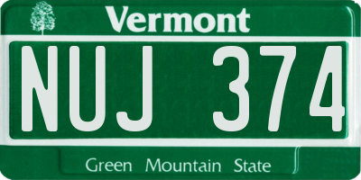 VT license plate NUJ374