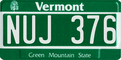 VT license plate NUJ376