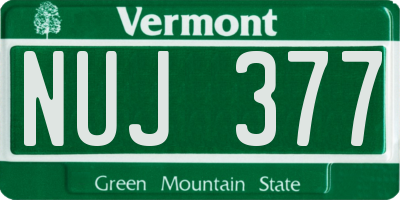 VT license plate NUJ377