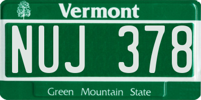 VT license plate NUJ378