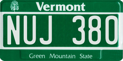 VT license plate NUJ380