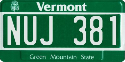 VT license plate NUJ381