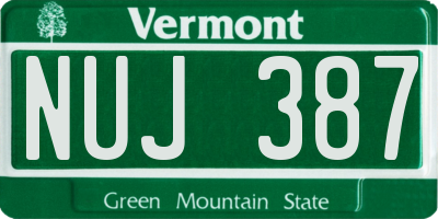 VT license plate NUJ387