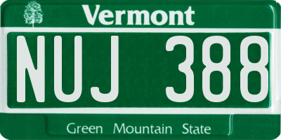 VT license plate NUJ388