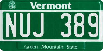 VT license plate NUJ389