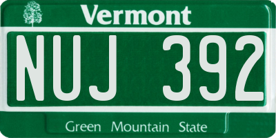 VT license plate NUJ392