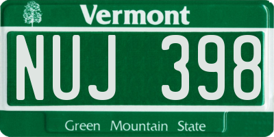 VT license plate NUJ398