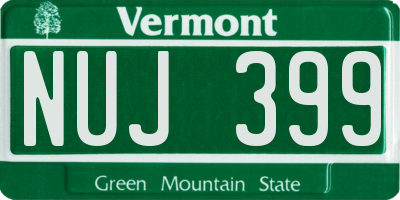 VT license plate NUJ399