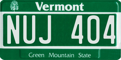 VT license plate NUJ404