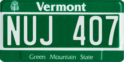 VT license plate NUJ407