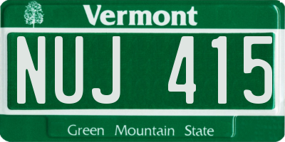 VT license plate NUJ415