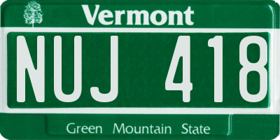 VT license plate NUJ418