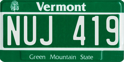 VT license plate NUJ419