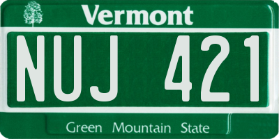 VT license plate NUJ421