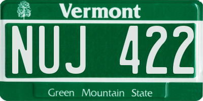 VT license plate NUJ422