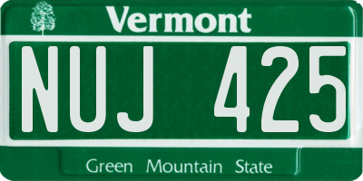 VT license plate NUJ425