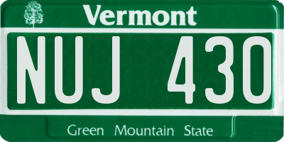 VT license plate NUJ430